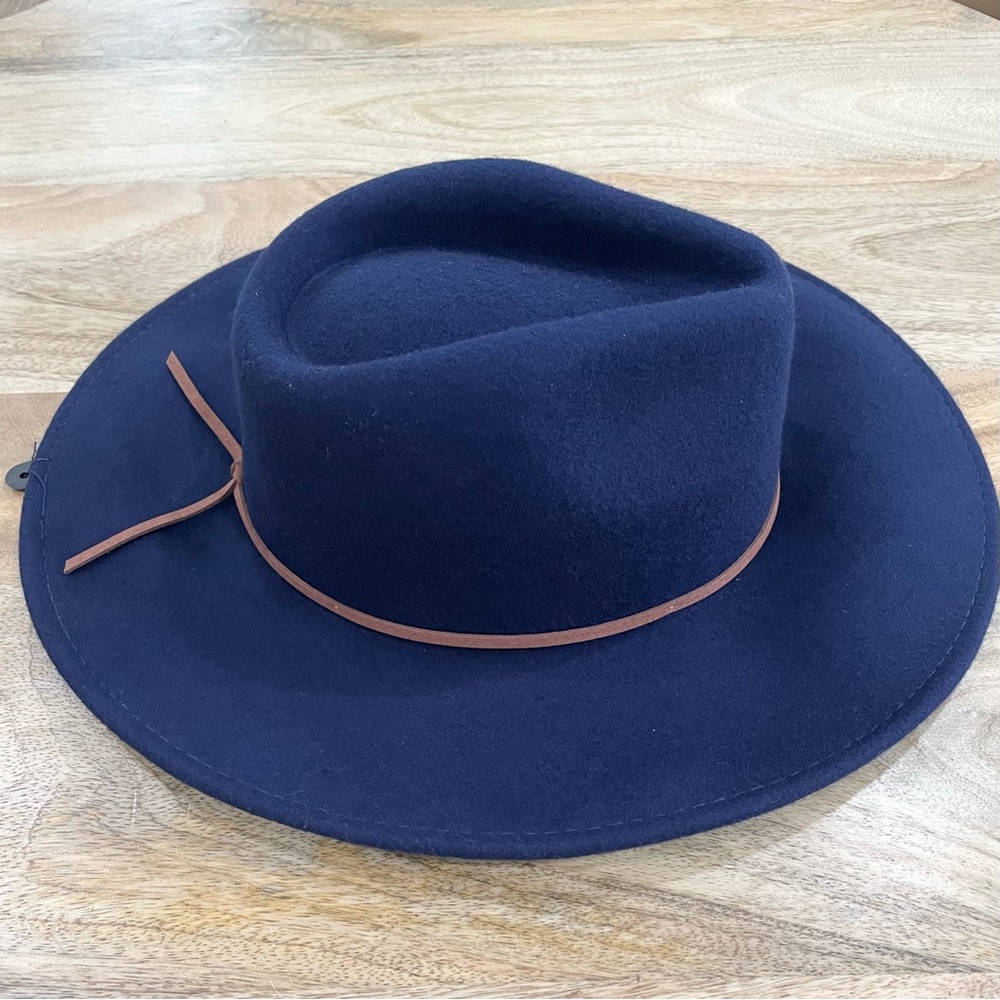 NWT navy blue with brown trim, cowboy / chupalla hat 100% wool - Picture 5 of 10